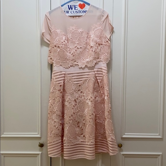 Ted Baker Pale Pink Lace Dress Size 6 